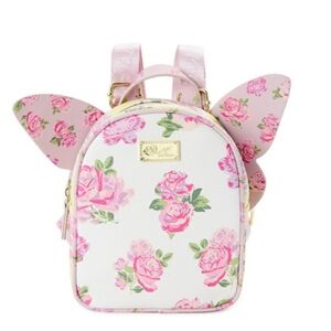 Luv Betsey by Betsey Johnson Tiny Mini Backpack W/ Wings Pink Rose Floral Kitch